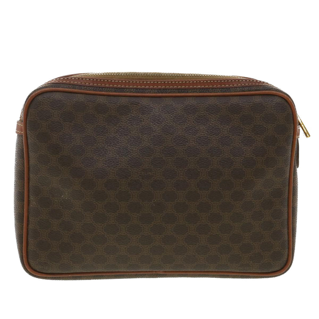 CELINE Macadam Canvas Clutch Bag PVC Leather Brown  34059