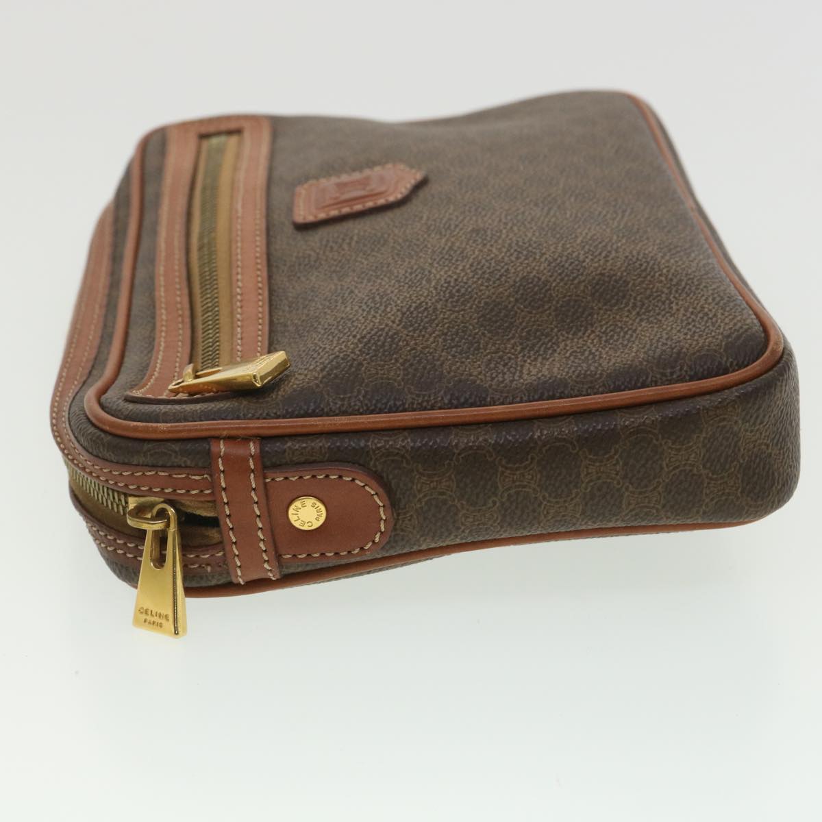 CELINE Macadam Canvas Clutch Bag PVC Leather Brown  34059