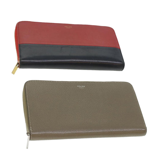 CELINE Wallet Leather 2Set Gray Red Navy  34079