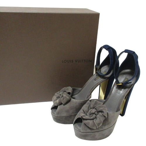 Louis Vuitton Flower Motif Suede Sandals