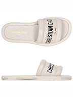 Every-D Embossed Lambskin Slippers White Dior