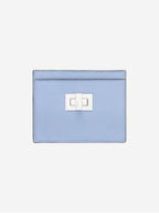 Fendi Peekaboo Selleria Leather Business Card Wallet Light Blue