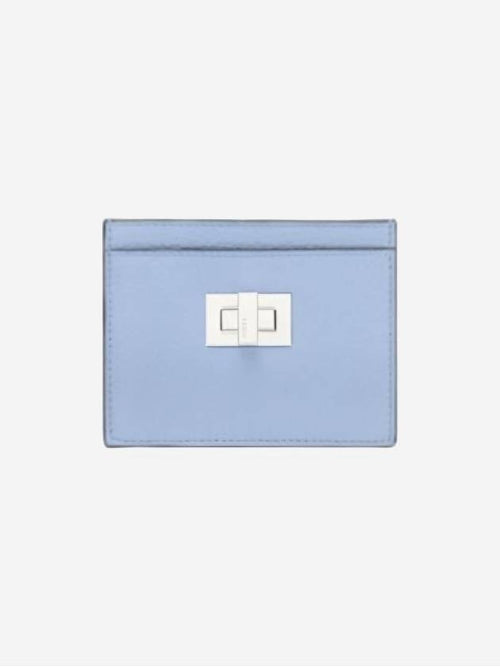 Fendi Peekaboo Selleria Leather Business Card Wallet Light Blue