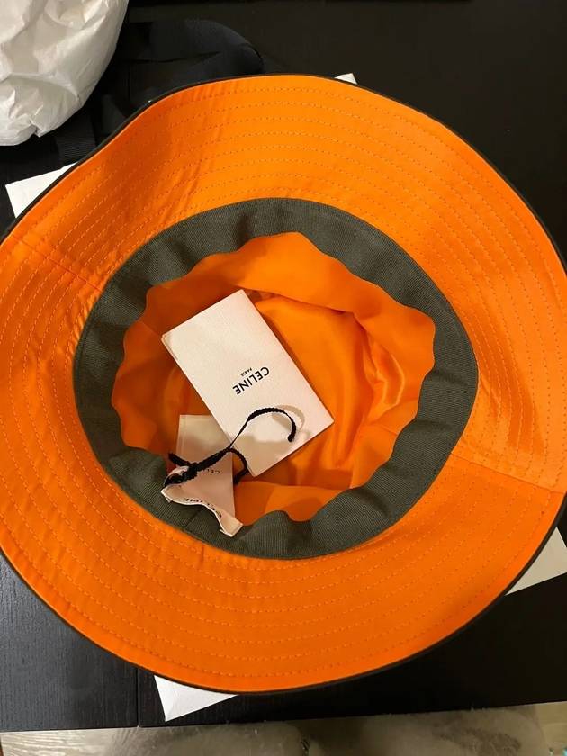 CELINE Logo Quilting Nylon Bucket Hat Khaki