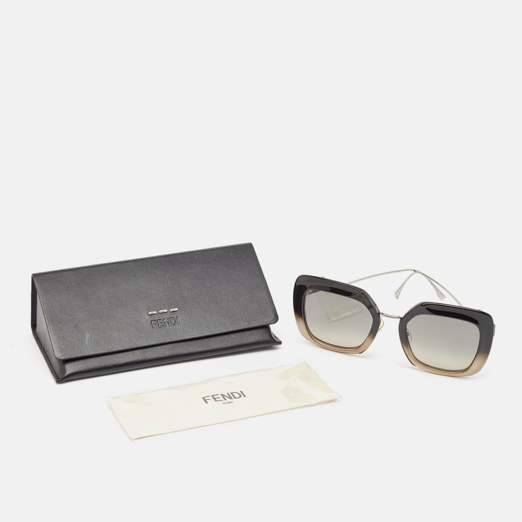 Fendi Ombre Black Gradient Ff0317/s Tropical Shine Oversized Sunglasses