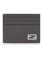 Fendi Baguette Leather Card Wallet Grey