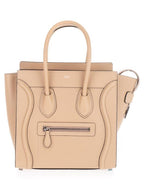 CELINE Drummed Calfskin Micro Luggage Tote Bag Dune