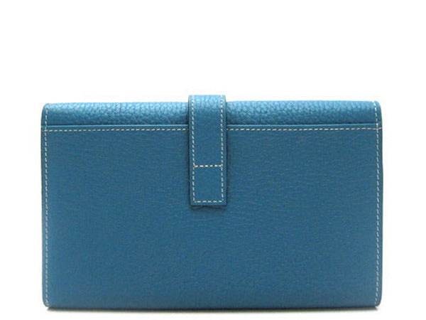 Hermes Wallet H1125 Wallet Cow Leather Blue