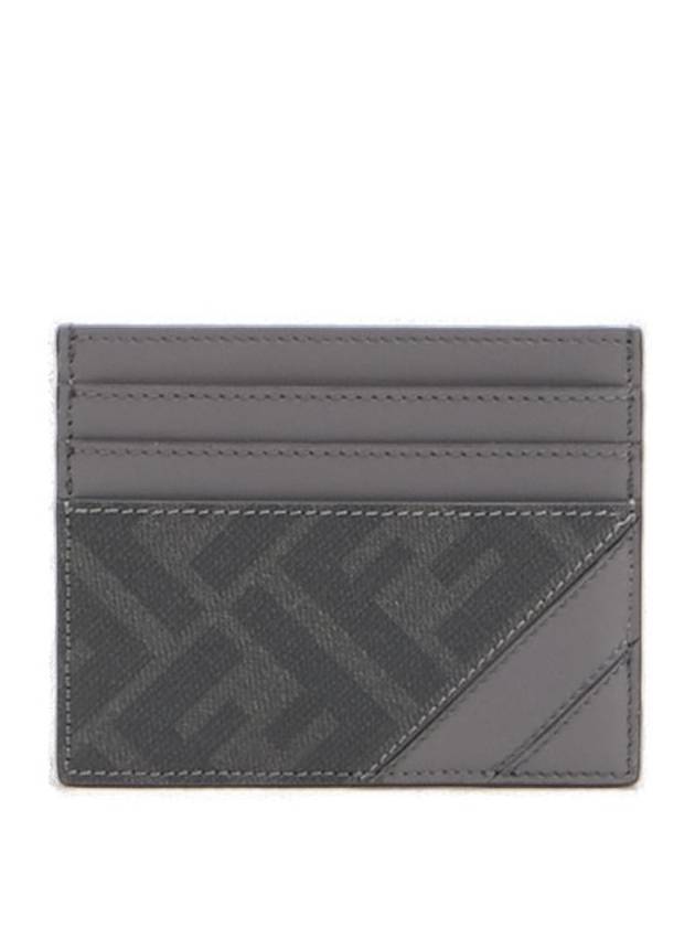Fendi Diagonal FF Canvas Card Wallet Grey