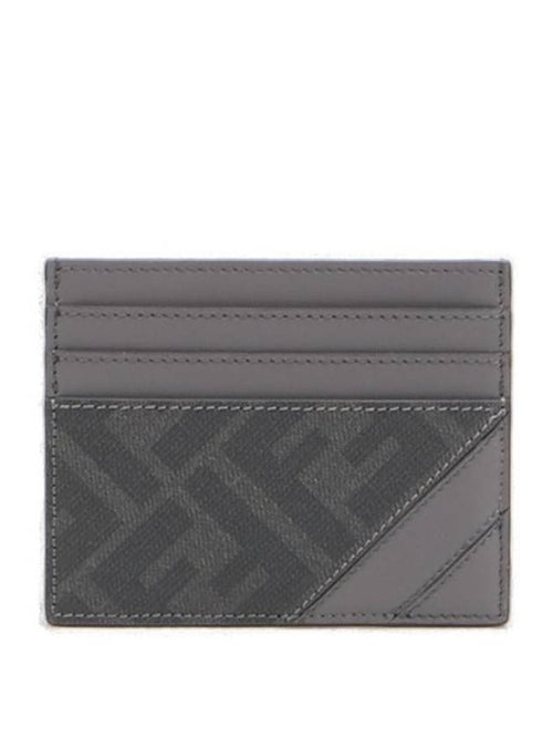 Fendi Diagonal FF Canvas Card Wallet Grey