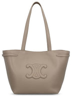 CELINE Small Cabas Anais Cuir Triomphe Grained Calfskin Tote Bag Pebble