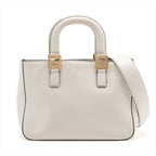 Fendi FF Tote Small Leather 2WAY Handbag White 8BH367