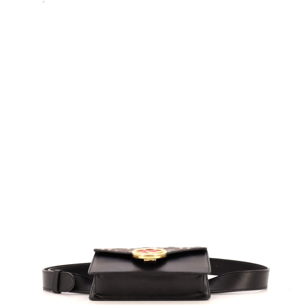 F is Fendi Convertible Belt Bag Leather with Zucca Embossed Detail