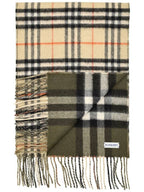 Burberry Check Reversible Cashmere Scarf Sand Green