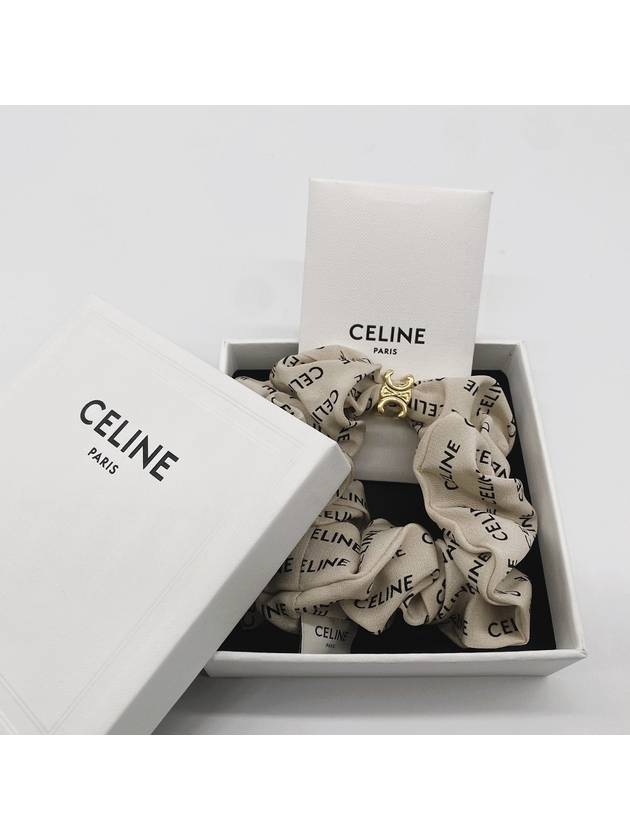 CELINE Rayure Bracelet Slik Scrunchy Gold White