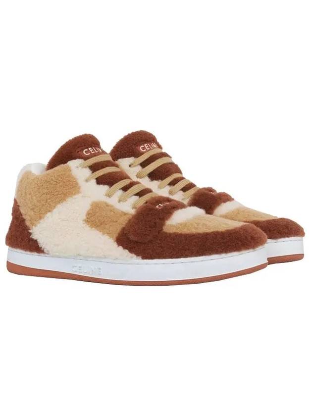 CELINE CT-02 Scratch Shearling Mid Low Top Sneakers