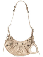 Balenciaga Metallic Le Cagol XS Lambskin Shoulder Bag Metallic Beige