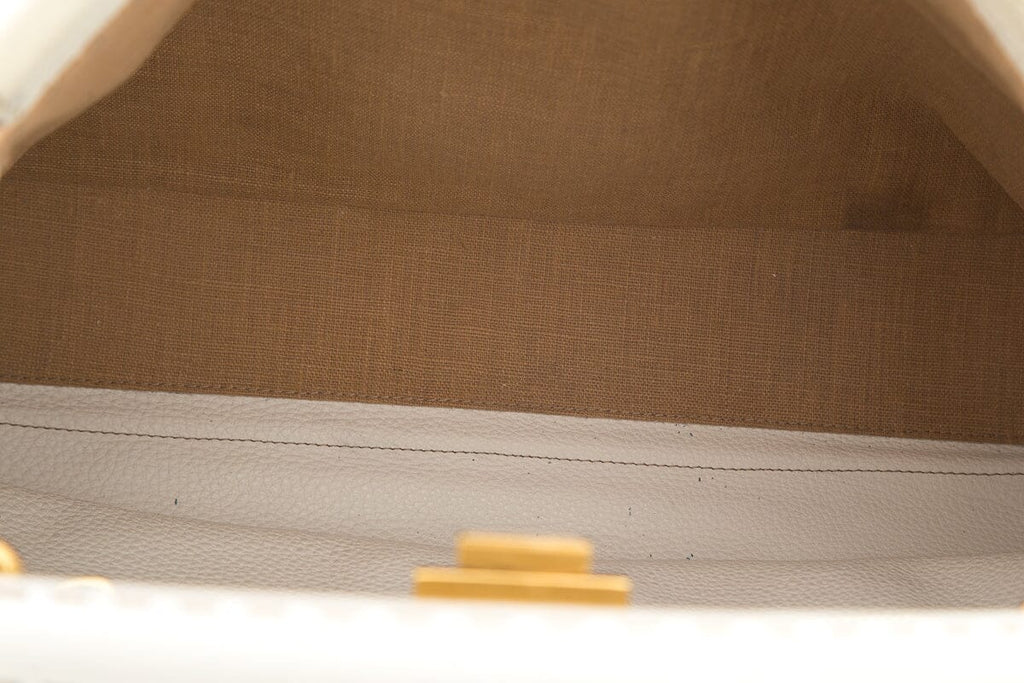Fendi Cream Python Large Peekaboo Top Handle Bag