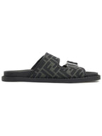 Fendi Men's Peel Jacquard Fabric Sandals Black