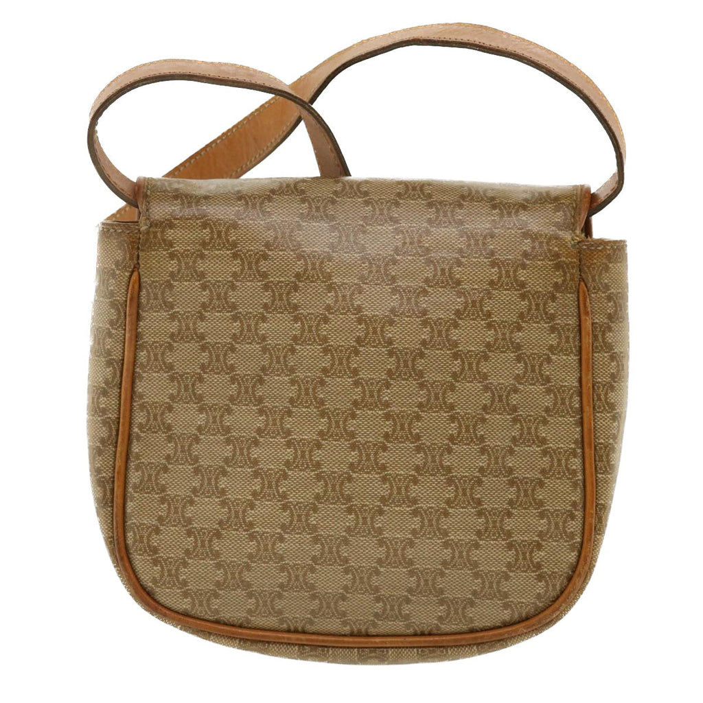 CELINE Macadam Canvas Shoulder Bag PVC Leather Beige  35355