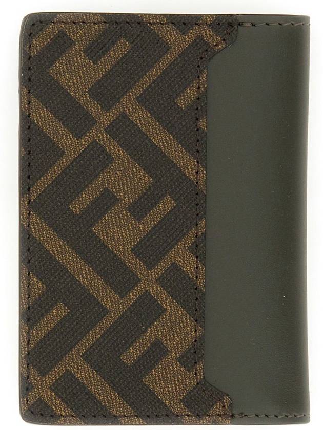Fendi FF Squared Leather Card Holder Green
