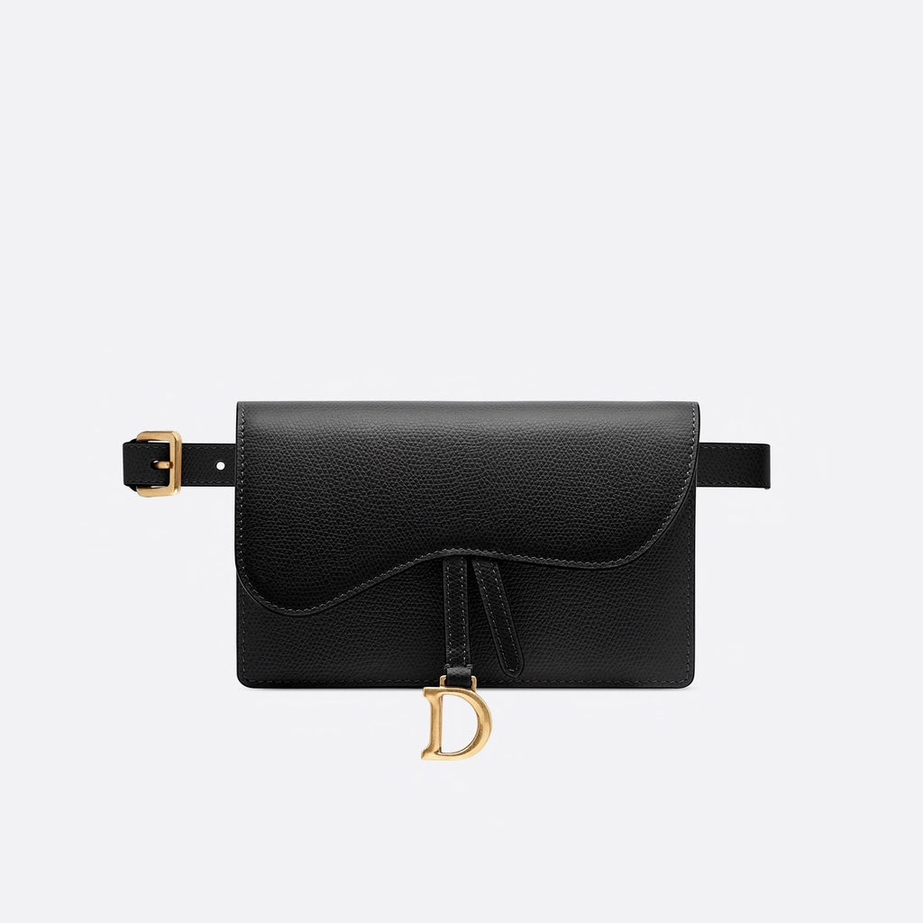 Dior Saddle Belt Pouch in Black Grained Calfskin
