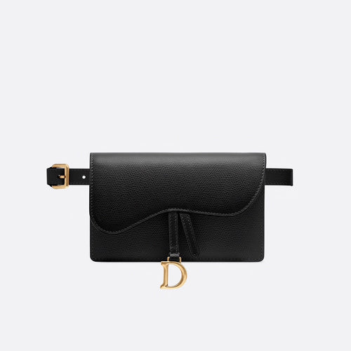 Dior Saddle Belt Pouch in Black Grained Calfskin