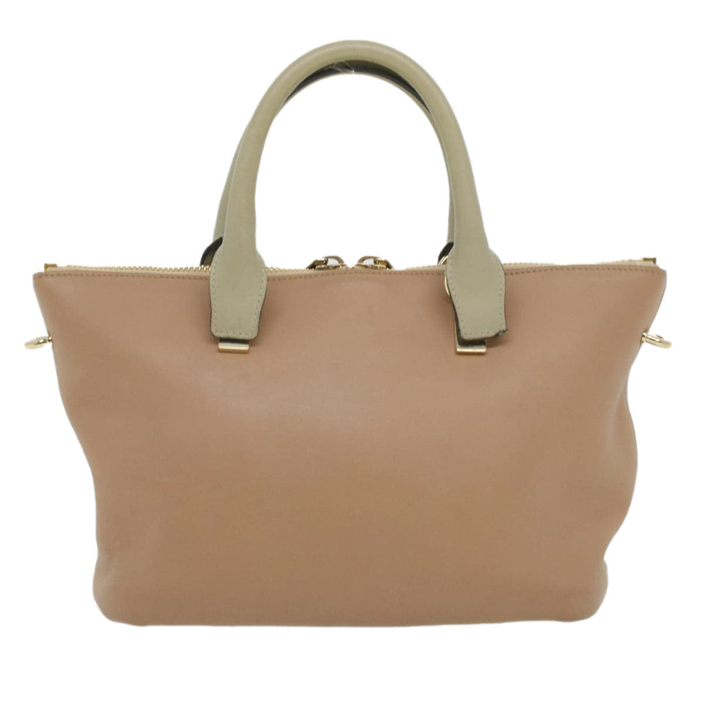 Chloe Bailey Hand Bag Leather 2way Beige Pink 35664