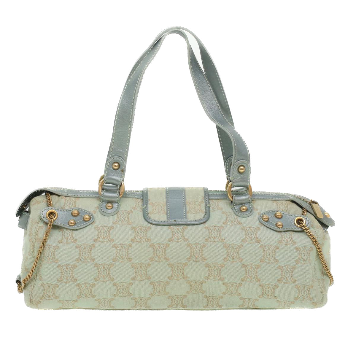 CELINE Paris Macadam Canvas Shoulder Bag Light Blue  35668