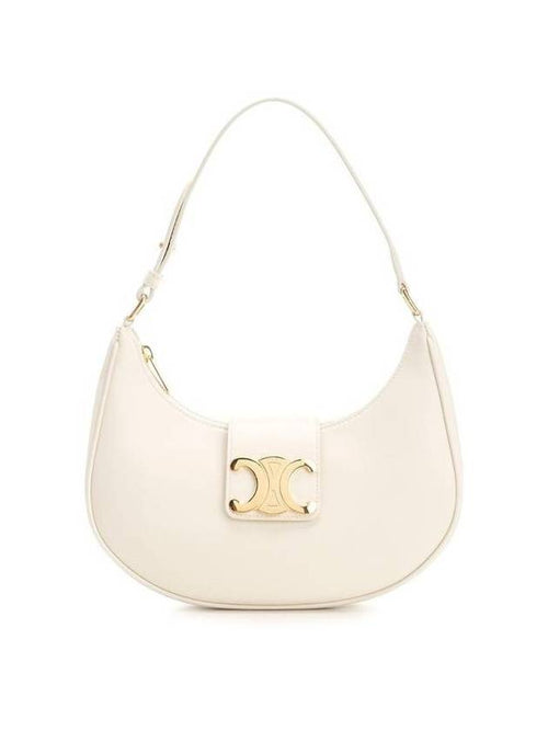 CELINE Ava Triomphe Smooth Calfskin Shoulder Bag White