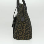 FENDI Zucca Canvas Hand Bag 2way Brown Black Auth 35833
