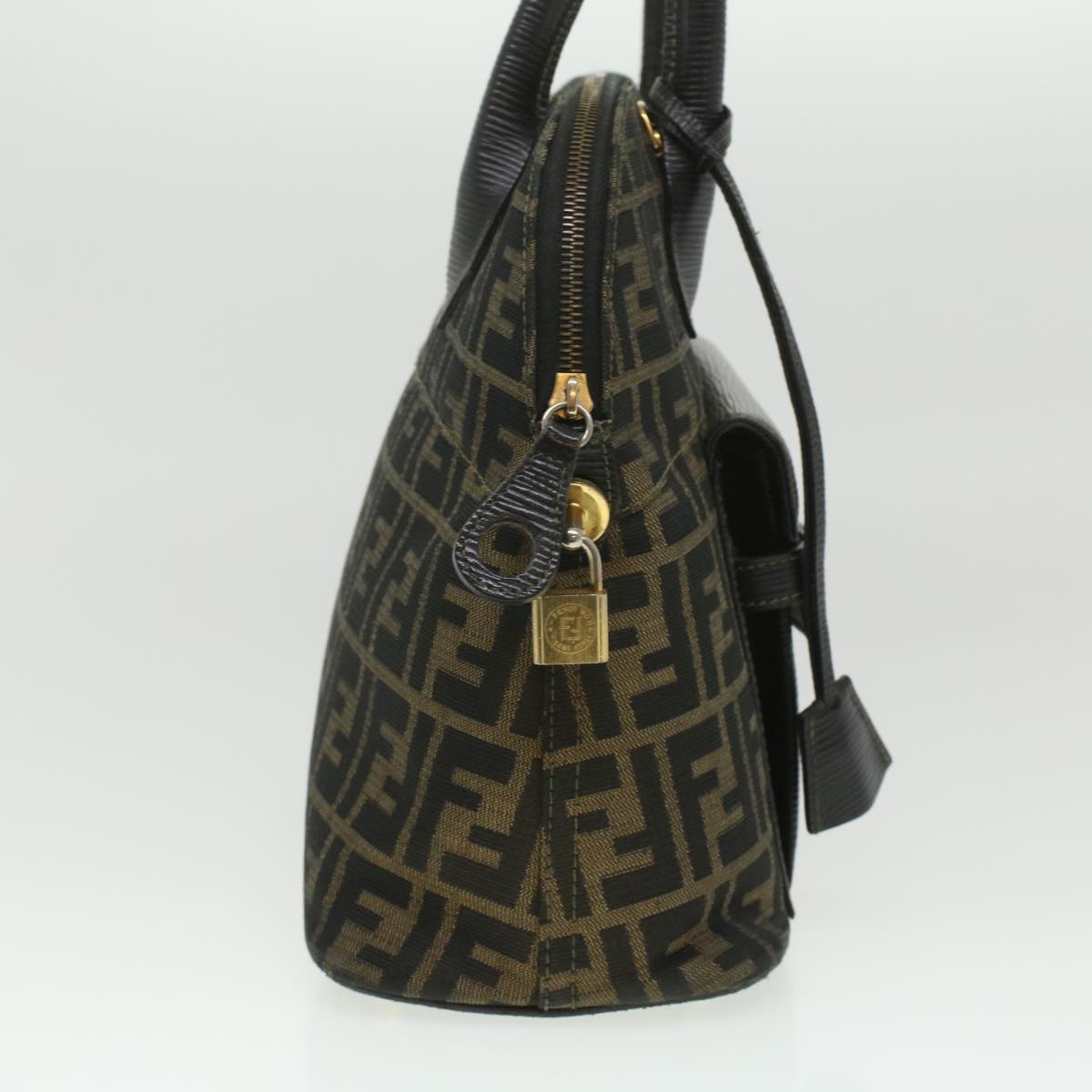FENDI Zucca Canvas Hand Bag 2way Brown Black Auth 35833