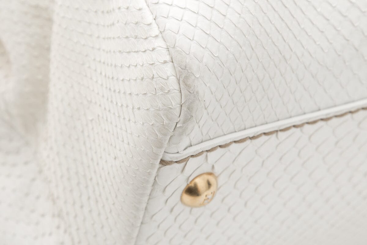 Fendi Cream Python Large Peekaboo Top Handle Bag