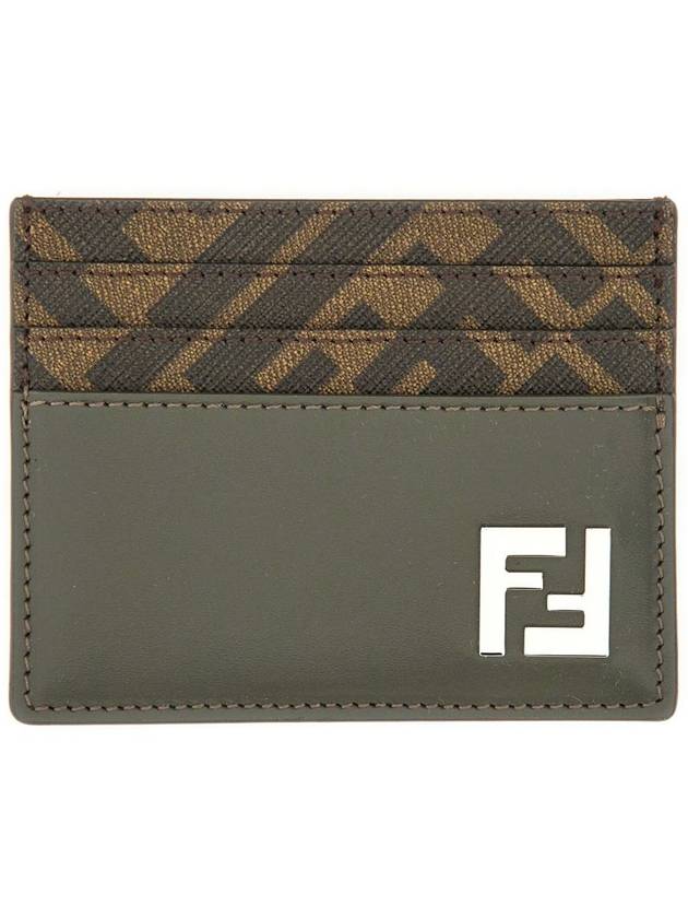Fendi FF Square Leather Card Wallet Grey