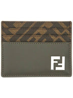 Fendi FF Square Leather Card Wallet Grey