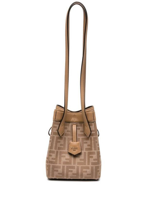 Fendi Origami FF Jacquard Mini Shoulder Bag Beige