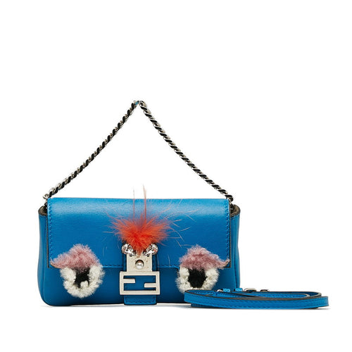 Fendi Monster Micro-Bagets 8M0354 Blue Leather Ladies Fendi