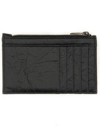 Balenciaga Crush Zipper Leather Card Wallet Black