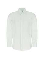 Fendi Men's Micro FF Karligraphy Silk Long Sleeve Shirt White