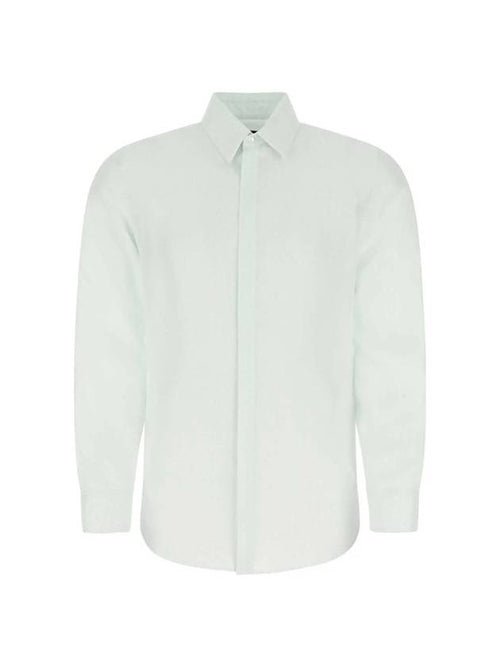 Fendi Men's Micro FF Karligraphy Silk Long Sleeve Shirt White