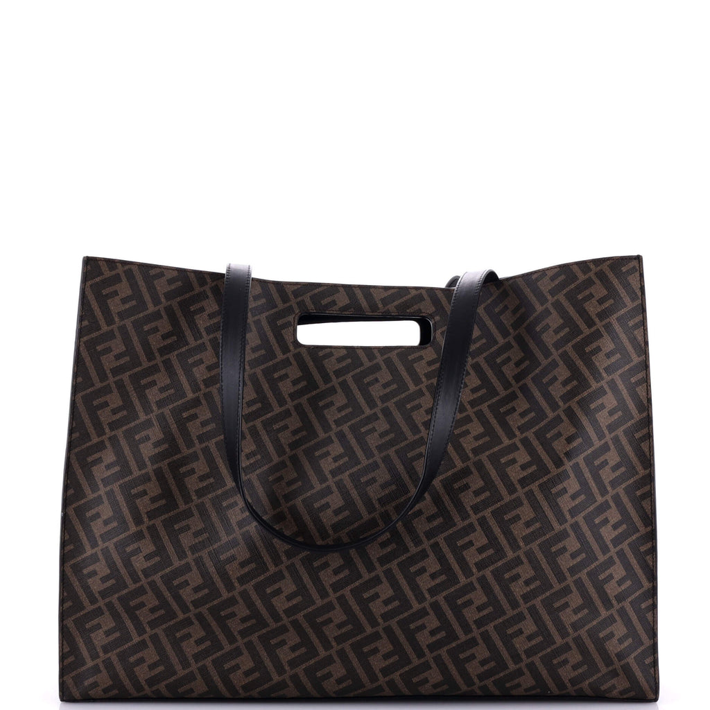 Forever Fendi Shopping Tote Zucca Coated Canvas and Leather Large