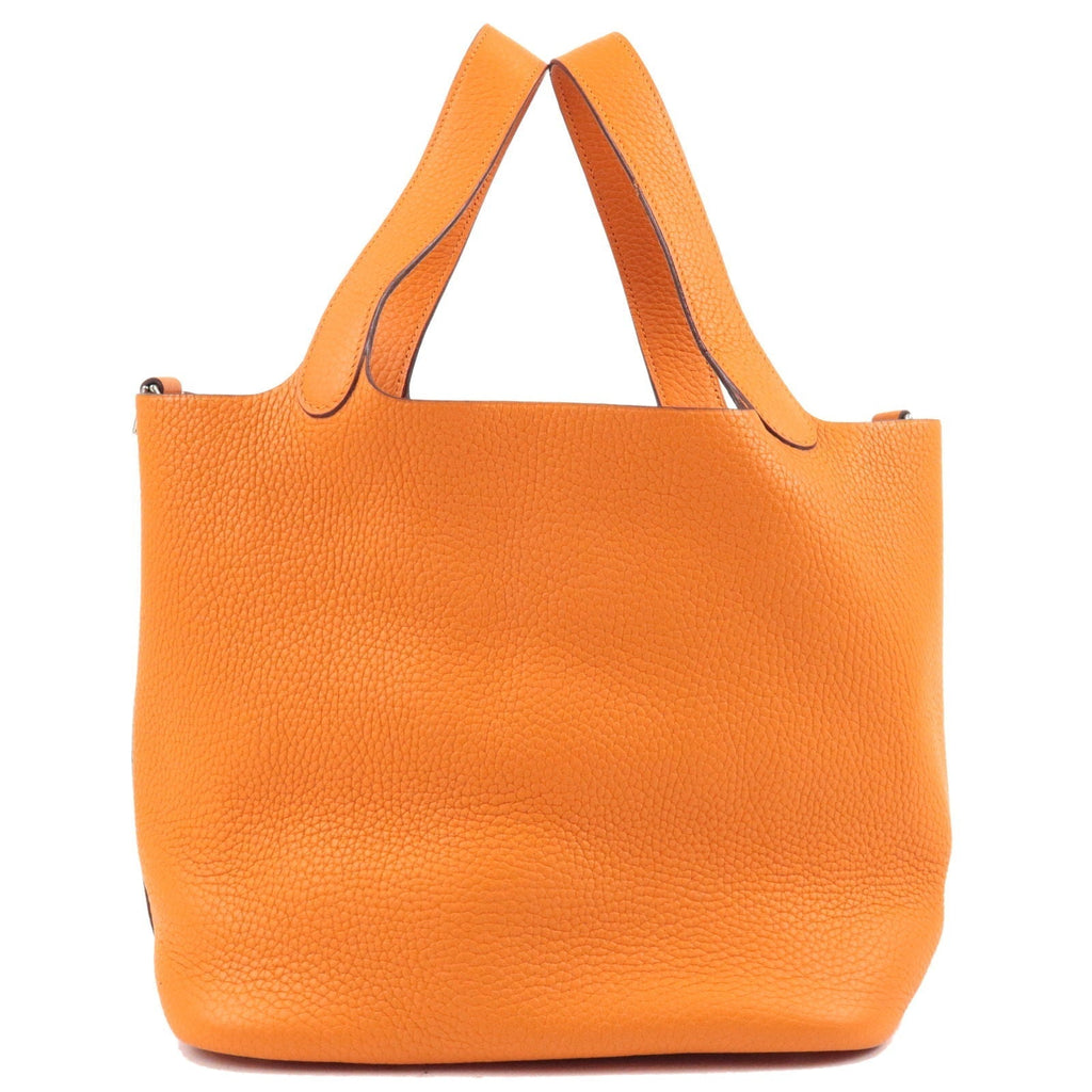 HERMES Taurillon Clemence Picotin MM Hand Bag H Stamped Orange