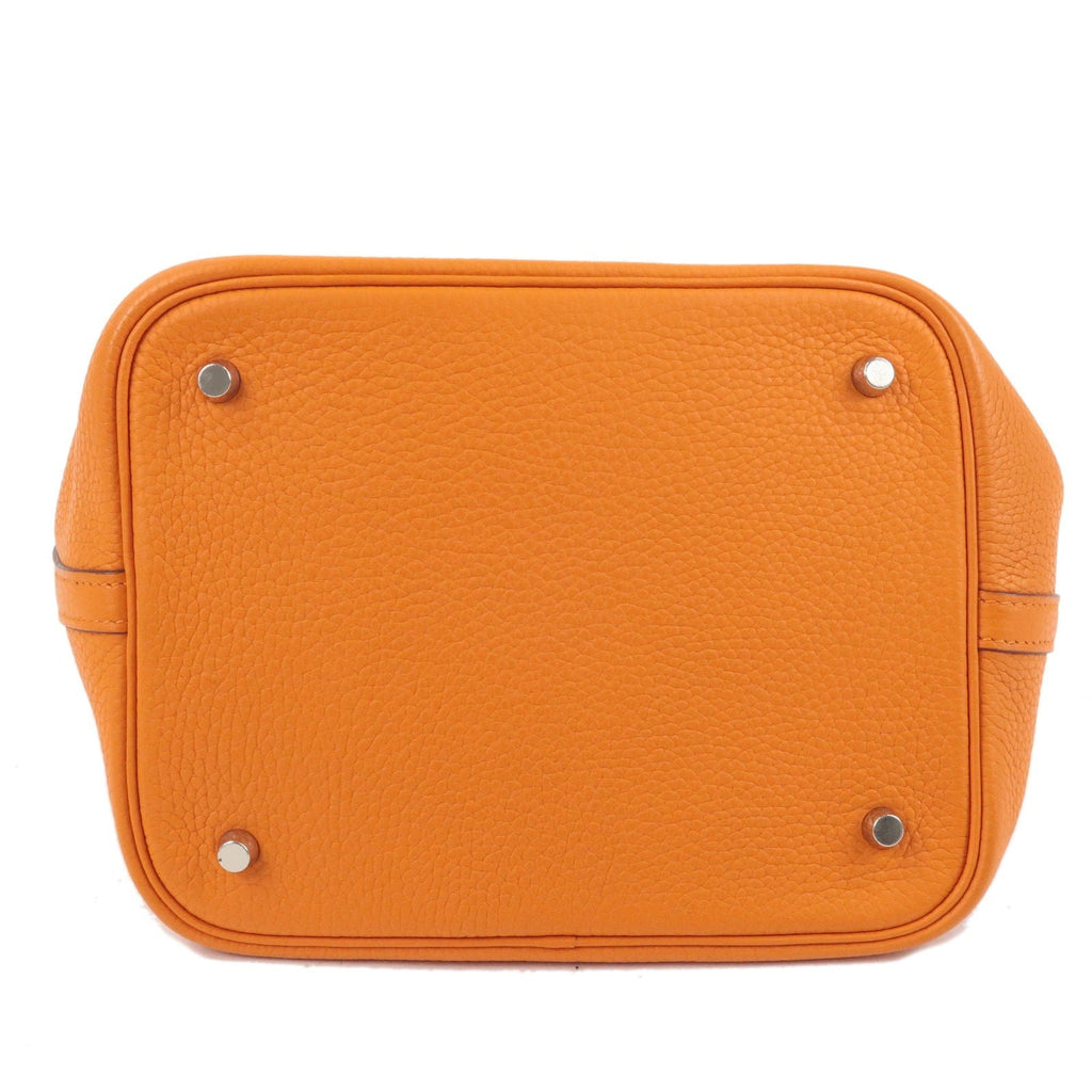 HERMES Taurillon Clemence Picotin MM Hand Bag H Stamped Orange