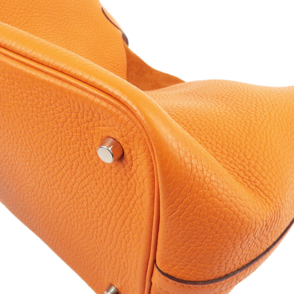 HERMES Taurillon Clemence Picotin MM Hand Bag H Stamped Orange