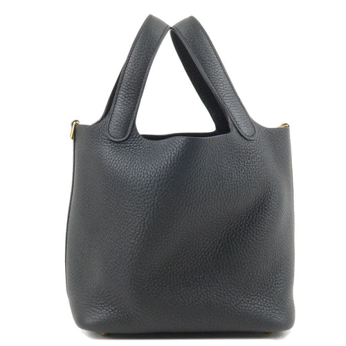 HERMES Taurillon Clemence Picotin Lock PM Hand Bag Black