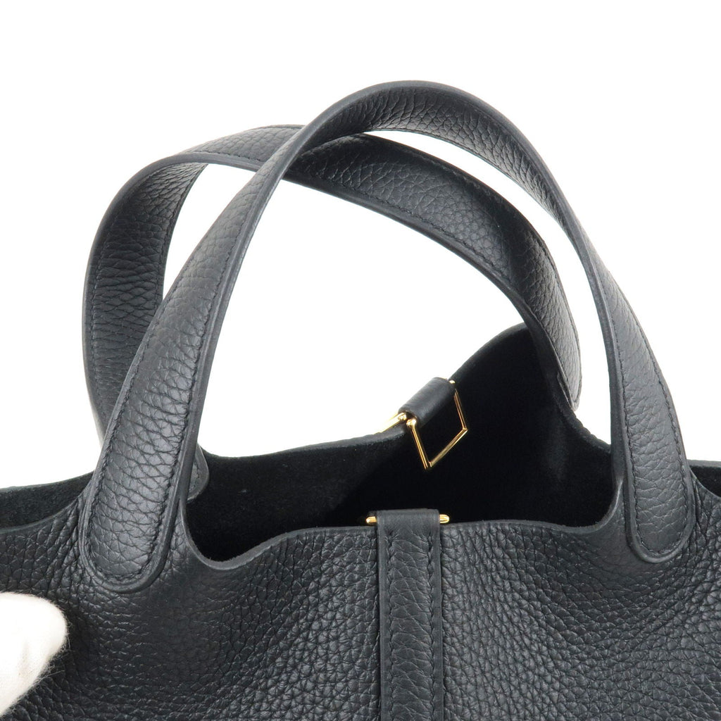 HERMES Taurillon Clemence Picotin Lock PM Hand Bag Black