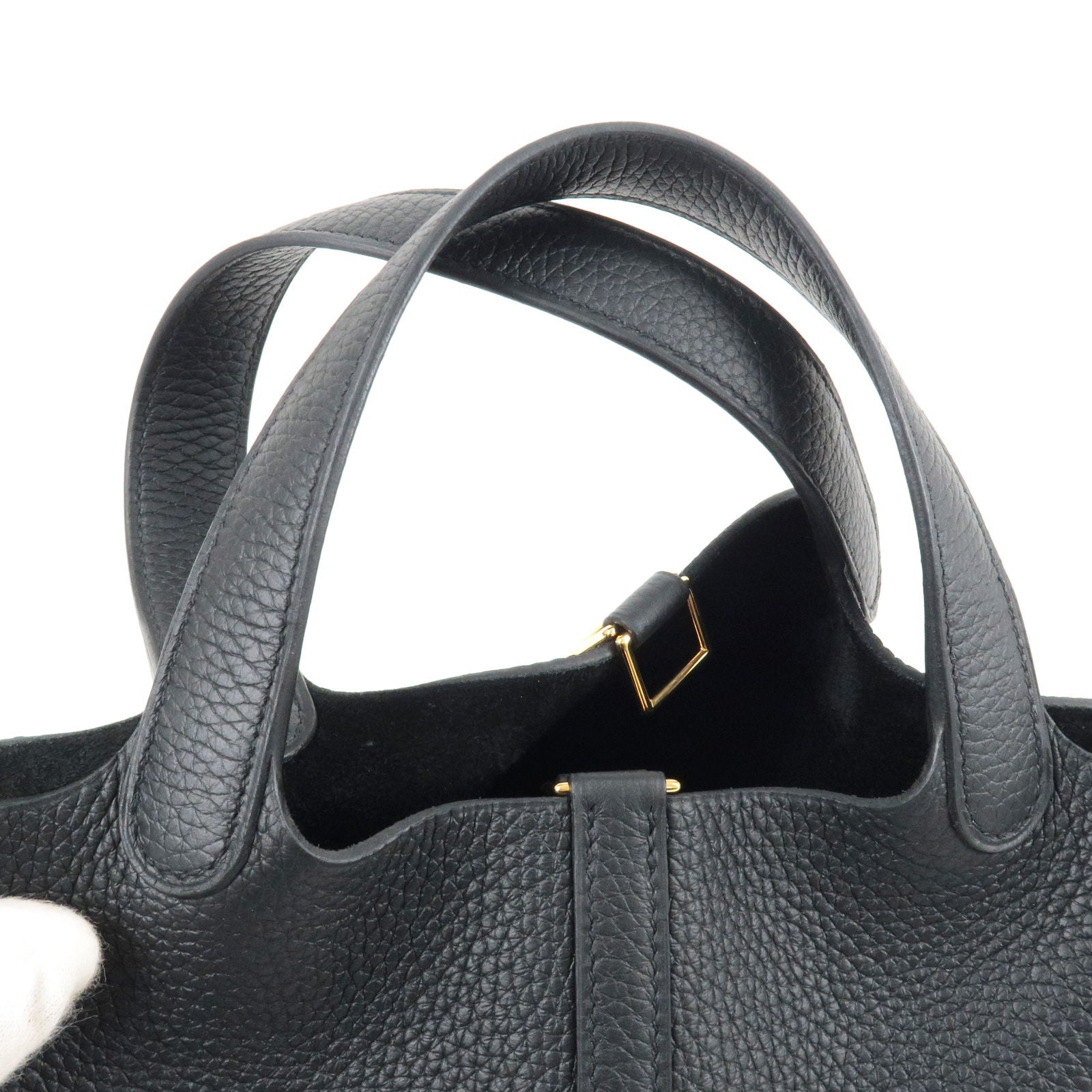 HERMES Taurillon Clemence Picotin Lock PM Hand Bag Black