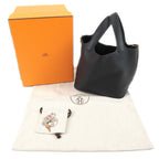 HERMES Taurillon Clemence Picotin Lock PM Hand Bag Black