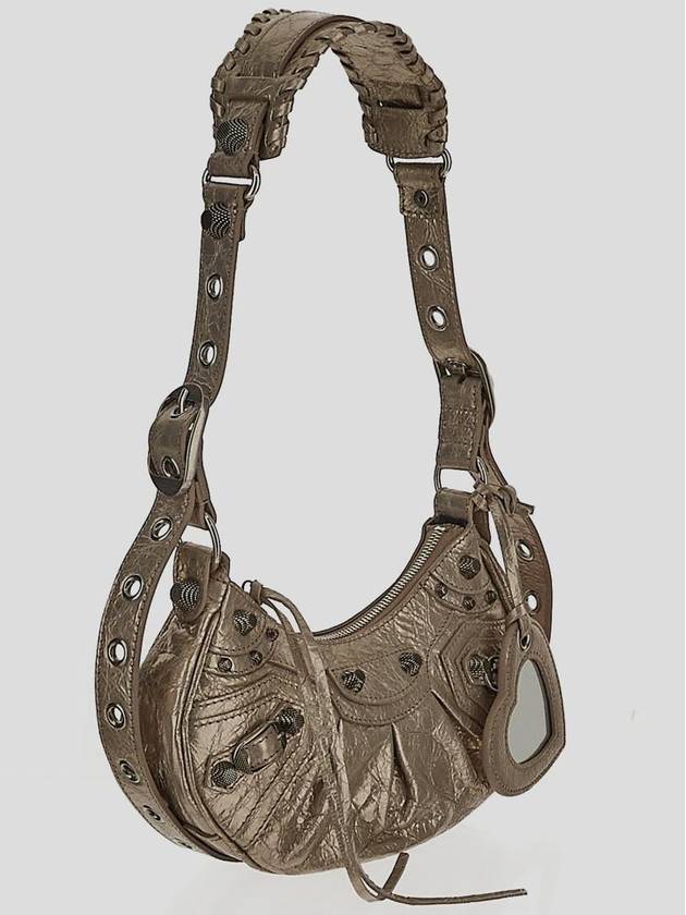 Balenciaga Metallic Le Cagol XS Lambskin Shoulder Bag Metallic Beige