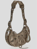 Balenciaga Metallic Le Cagol XS Lambskin Shoulder Bag Metallic Beige